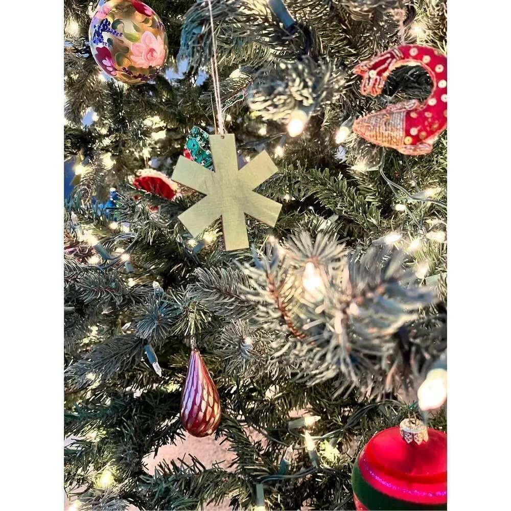 NEW ROOST Set of 6 Multicolor Laser Cut Wood Ornaments